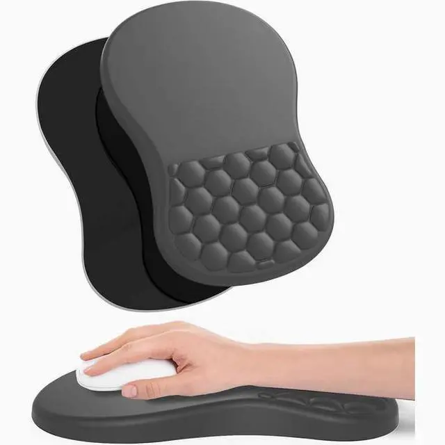 Main image of Ergonomic Joint Wrist Support Mouse Pad with Memory Foam Cushion Massage Bump, Carpal Tunnel Pain Relief Mousepad Slope Design for Wrist Rest, 11.8x7.9 in, DimGray