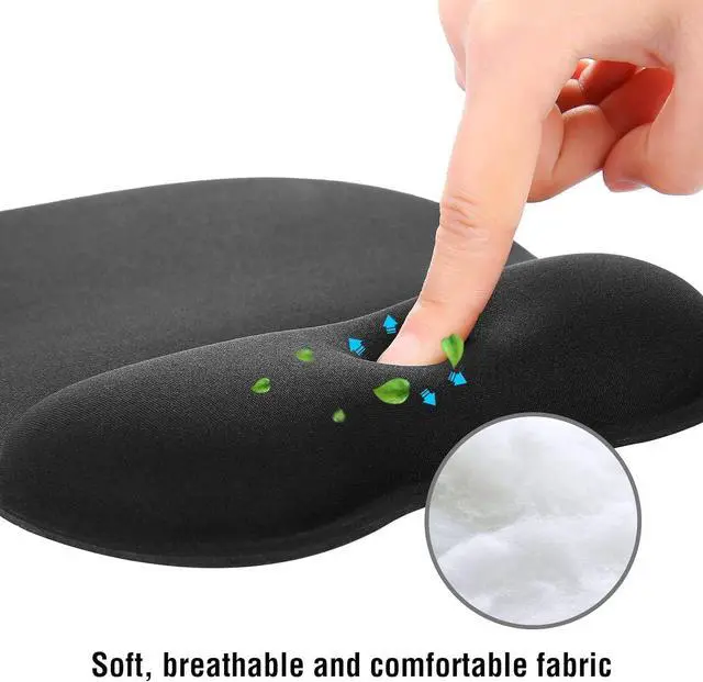 Alt view image 4 of 5 - EooCoo Ergonomic Mouse Pad with Wrist Support, Mousepad with Memory Foam Wrist Rest and Non-Slip Base for Computer, Cafe, Home & Office, 9.64 x 8.26 in Office Desk Accessories,Black