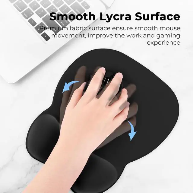 Alt view image 3 of 5 - EooCoo Ergonomic Mouse Pad with Wrist Support, Mousepad with Memory Foam Wrist Rest and Non-Slip Base for Computer, Cafe, Home & Office, 9.64 x 8.26 in Office Desk Accessories,Black