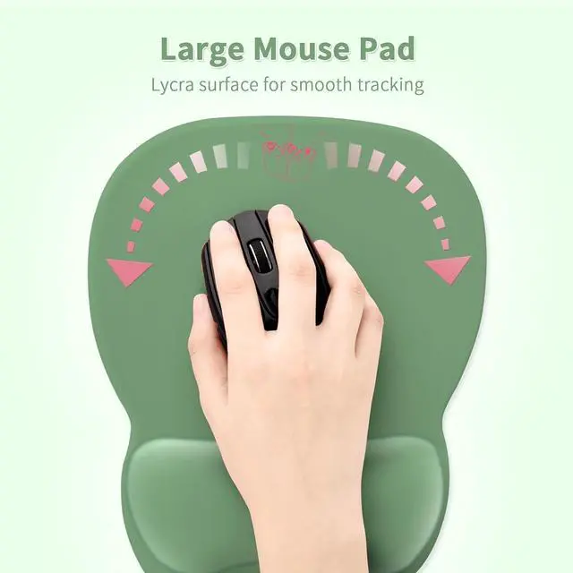 Alt view image 3 of 6 - EooCoo Ergonomic Mouse Pad with Wrist Support, Mousepad with Memory Foam Wrist Rest and Non-Slip Base for Computer, Cafe, Home & Office, 9.64 x 8.26 in Office Desk Accessories  Green