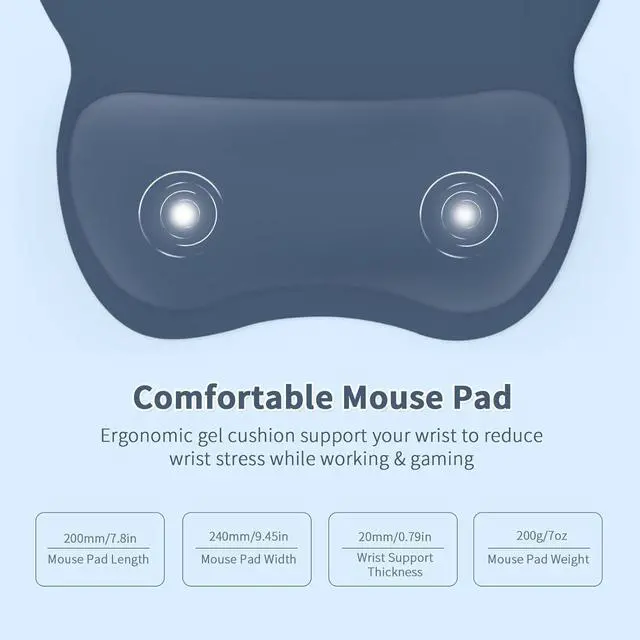 Alt view image 7 of 7 - EooCoo Ergonomic Mouse Pad with Wrist Support, Mousepad with Memory Foam Wrist Rest and Non-Slip Base for Computer, Cafe, Home & Office, 9.64 x 8.26 in Office Desk Accessories