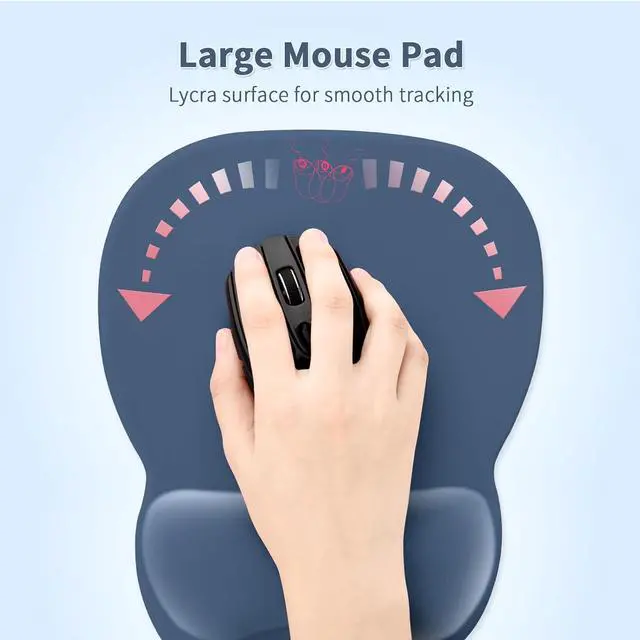 Alt view image 3 of 7 - EooCoo Ergonomic Mouse Pad with Wrist Support, Mousepad with Memory Foam Wrist Rest and Non-Slip Base for Computer, Cafe, Home & Office, 9.64 x 8.26 in Office Desk Accessories