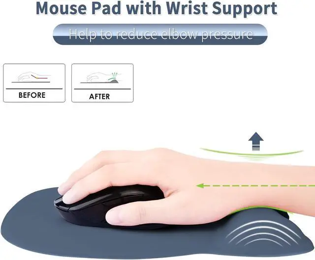 Alt view image 2 of 7 - EooCoo Ergonomic Mouse Pad with Wrist Support, Mousepad with Memory Foam Wrist Rest and Non-Slip Base for Computer, Cafe, Home & Office, 9.64 x 8.26 in Office Desk Accessories
