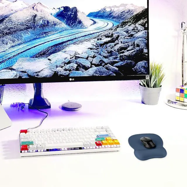Alt view image 4 of 7 - EooCoo Ergonomic Mouse Pad with Wrist Support, Mousepad with Memory Foam Wrist Rest and Non-Slip Base for Computer, Cafe, Home & Office, 9.64 x 8.26 in Office Desk Accessories