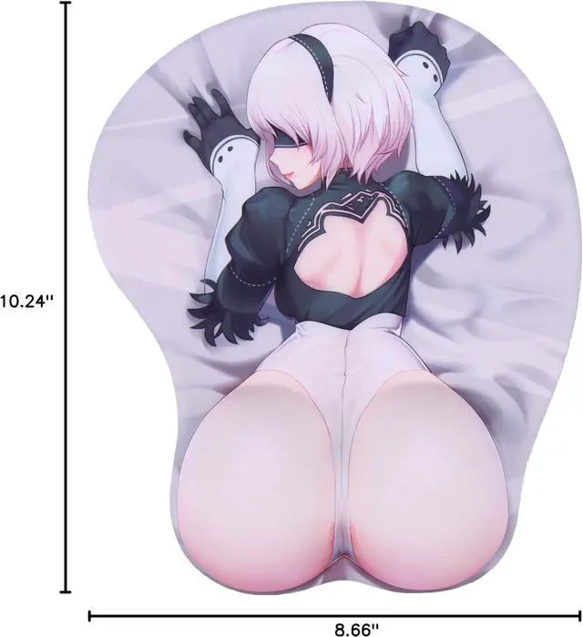 Alt view image 2 of 4 - 2B PP Anime Mouse Pads with Wrist Rest Gaming 3D Mousepads 2Way Skin