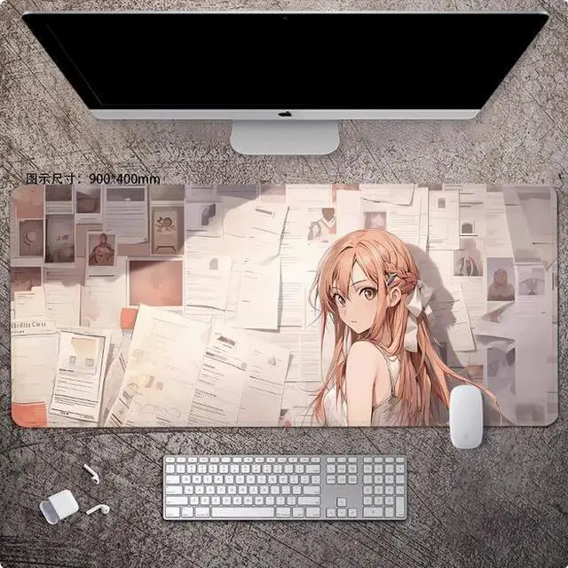 Main image of Sword Art Online Asuna anime mouse pad Extended Gaming Mouse Pad with Stitched Edges Large Mouse pad with Non-Slip Rubber Base for Work & Gaming, Offi ce & Home, 900*400mm