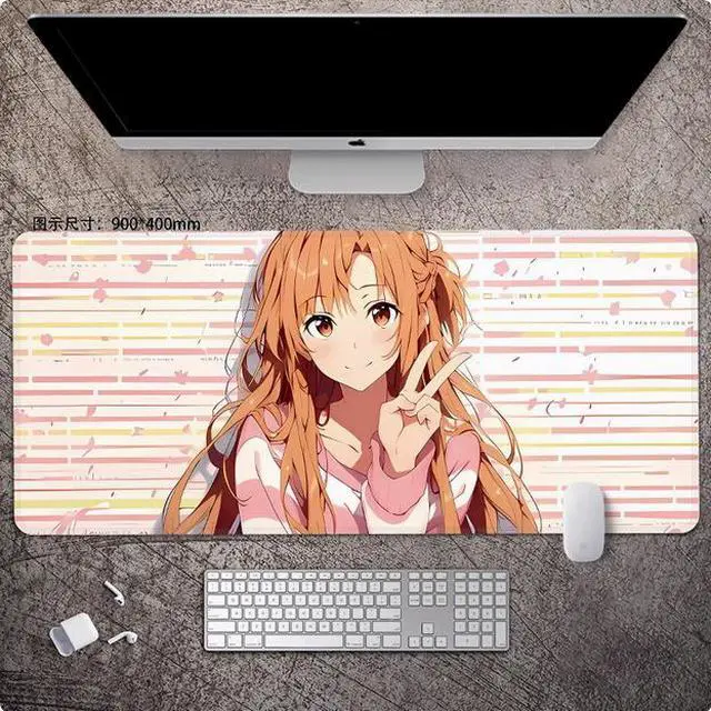 Main image of Sword Art Online Asuna anime mouse pad Extended Gaming Mouse Pad with Stitched Edges Large Mouse pad with Non-Slip Rubber Base for Work & Gaming, Offi ce & Home, 900*400mm