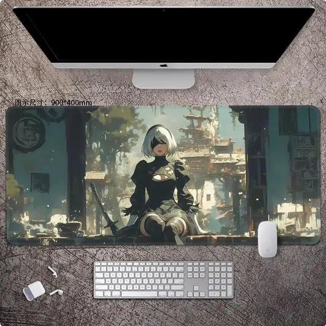 Main image of NieR:Automata 2B mouse pad Extended Gaming Mouse Pad with Stitched Edges Large Mouse pad with Non-Slip Rubber Base for Work & Gaming, Offi ce & Home, 900*400mm