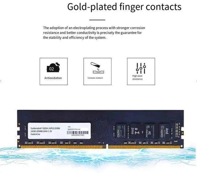 Alt view image 3 of 3 - Goldendisk 8GB DDR4 2666MHz 288-PIN UDIMM 1.2V Changxin Chip desktop computer memory stick