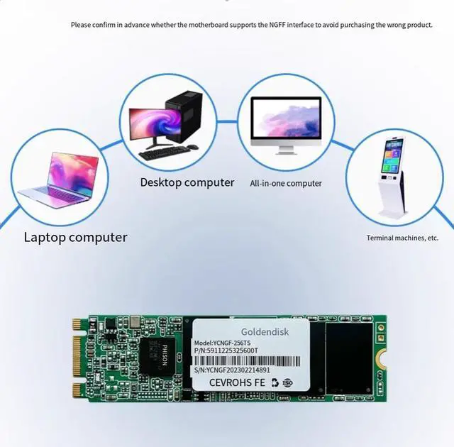 Alt view image 3 of 6 - Goldendisk M.2 solid-state drive  1TB with a read and write speed of 550MB/s adopts SATA3 protocol and NGFF interface