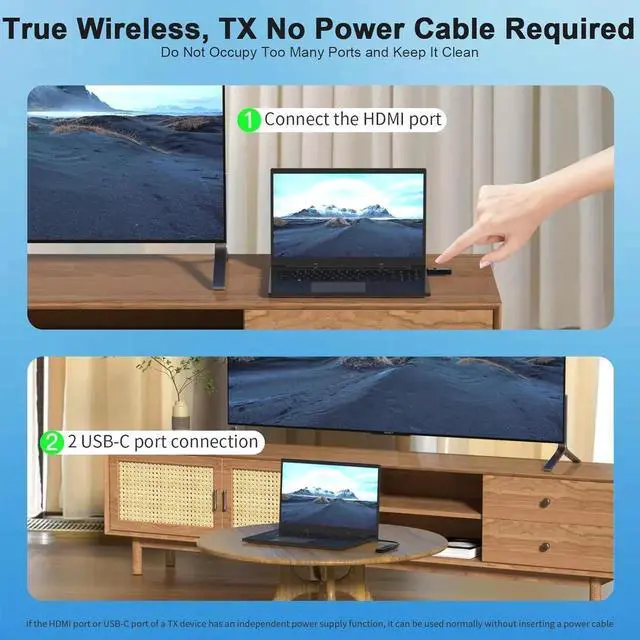 Alt view image 4 of 7 - Mini Portable Wireless HDMI Transmitter and Receiver 4K, Plug & Play, 1080P HD Output Wireless HDMI Extender Support 2.4/5GHz for Streaming Video/Audio from Laptop,PC,Smart phone to HDTV/Projector