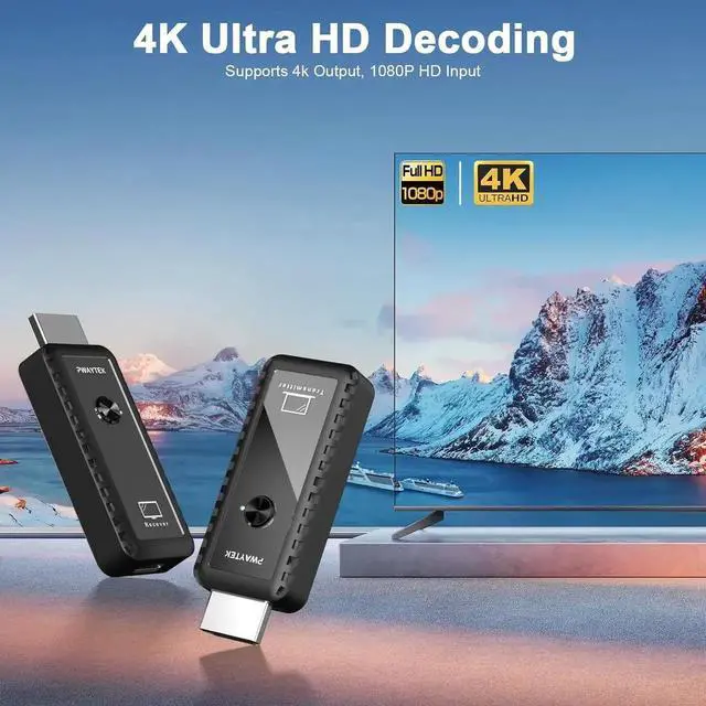 Alt view image 3 of 7 - Mini Portable Wireless HDMI Transmitter and Receiver 4K, Plug & Play, 1080P HD Output Wireless HDMI Extender Support 2.4/5GHz for Streaming Video/Audio from Laptop,PC,Smart phone to HDTV/Projector