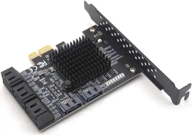 Alt view image 5 of 6 - GOLDENDISK 8 Ports SATA 3.0 to PCIe Expansion Card PCI Express 8 SATA Adapter 8 Port SATA 3 Converter with Heat Sink 88SE9215 Chip for HDD