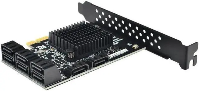 Alt view image 3 of 6 - GOLDENDISK 8 Ports SATA 3.0 to PCIe Expansion Card PCI Express 8 SATA Adapter 8 Port SATA 3 Converter with Heat Sink 88SE9215 Chip for HDD