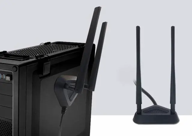 Alt view image 2 of 5 - 2.4GHz 5GHz Dual Band 8 dBi WiFi Antenna, Omni SMA WiFi Antenna Magnetic Base with 4 ft Extension Cable