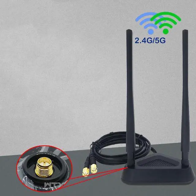 Alt view image 3 of 5 - 2.4GHz 5GHz Dual Band 8 dBi WiFi Antenna, Omni SMA WiFi Antenna Magnetic Base with 4 ft Extension Cable