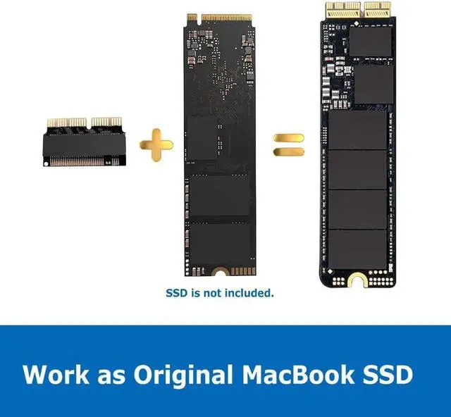 Alt view image 4 of 7 - M.2 NVME SSD Convert Adapter, 12+16pin M.2 NGFF M-Key SSD Convert Card for MacBook Air Pro Retina Mid 2013 2014 2015 2016 2017, NVME AHCI SSD Upgraded Kit for A1465 A1466 A1398 A1502