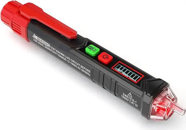 Main image of Voltage Tester/Non-Contact Voltage Tester with Dual Range AC 12V-1000V/48V-1000V, Live/Null Wire Tester, Electrical Tester with LCD Display, Buzzer Alarm, Wire Breakpoint Finder-Red