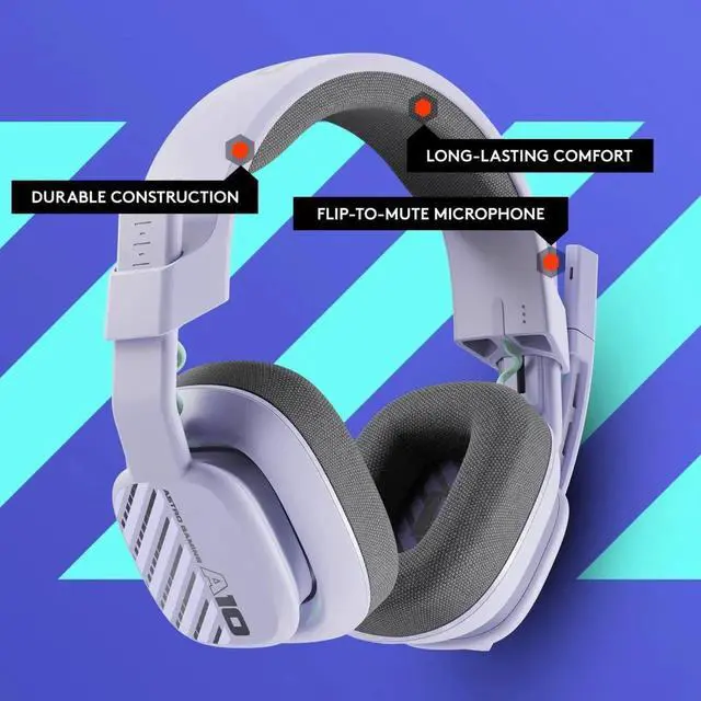 Alt view image 4 of 7 - A10 Gaming Headset Gen 2 Wired Headset - Over-Ear Gaming Headphones with flip-to-Mute Microphone, 32 mm Drivers, for Xbox Series X|S, Xbox One, Playstation 5/4, Nintendo Switch, PC, Mac - Lilac