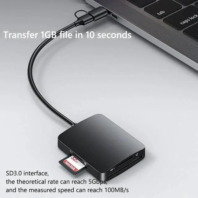 Alt view image 7 of 7 - Memory Card Reader,4in1 USB USB-C to SD TF(Micro SD) MS CF Card Reader Adapter,Simultaneous Reading of 4 Cards, USB3.0 High-speed Transmission, 2T Large-capacity Reading, Compatible with memory Cards