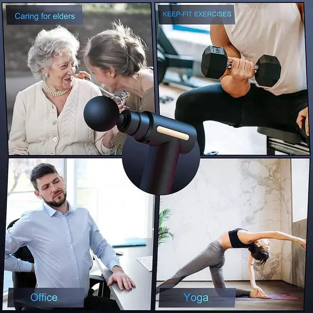 Alt view image 7 of 7 - Mini Massage Gun, Handheld Muscle Deep Tissue Massager Percussion Type-C Charging with 6 Speeds & 4 Masage Heads for Back, Body, Sport Muscle Pain Relief Recovery