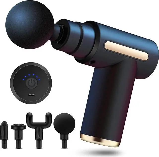 Main image of Mini Massage Gun, Handheld Muscle Deep Tissue Massager Percussion Type-C Charging with 6 Speeds & 4 Masage Heads for Back, Body, Sport Muscle Pain Relief Recovery