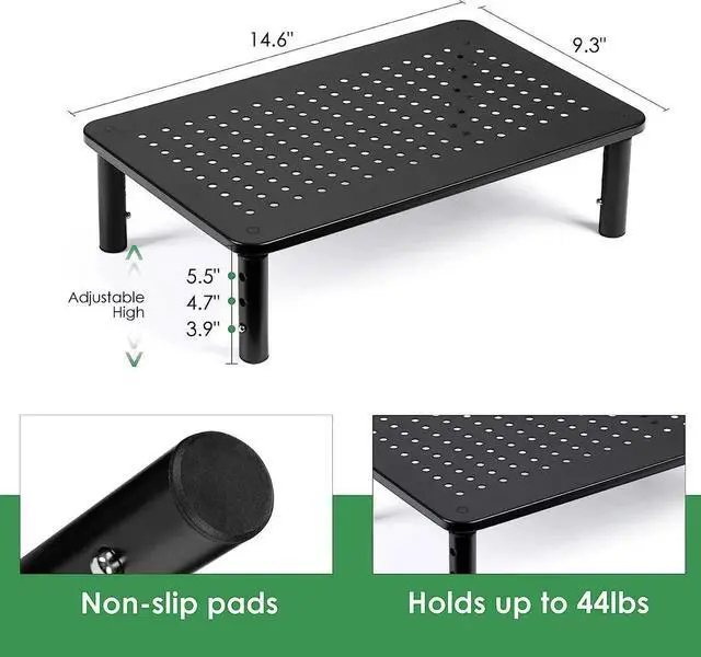 Alt view image 5 of 7 - 2 Pack Desktop Riser, 3 Height Adjustable Monitor Stands for 2 Monitors, PC, Computer, Printer, iMac, Desktop Monitor Stand with Ventilated Platform for Airflow