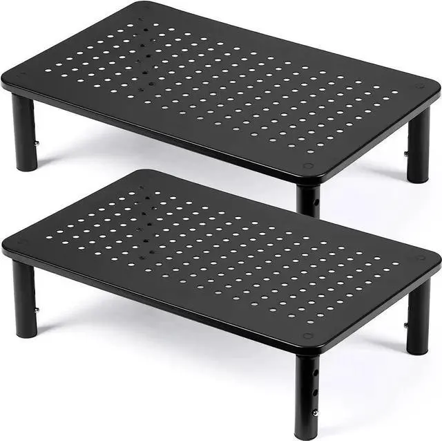 Main image of 2 Pack Desktop Riser, 3 Height Adjustable Monitor Stands for 2 Monitors, PC, Computer, Printer, iMac, Desktop Monitor Stand with Ventilated Platform for Airflow