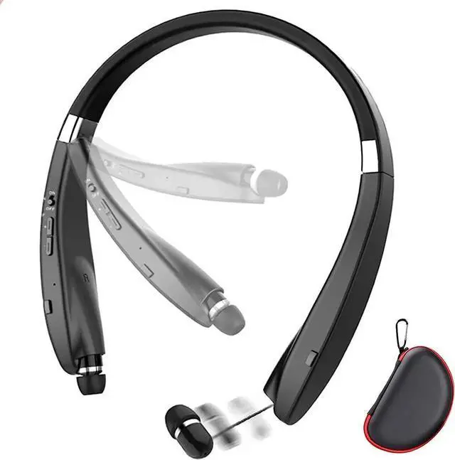 Main image of Foldable Bluetooth Headset, Lightweight Retractable Bluetooth Headphones for Sports&Exercise, Noise Cancelling Stereo Neckband Wireless Headset (with carry case)
