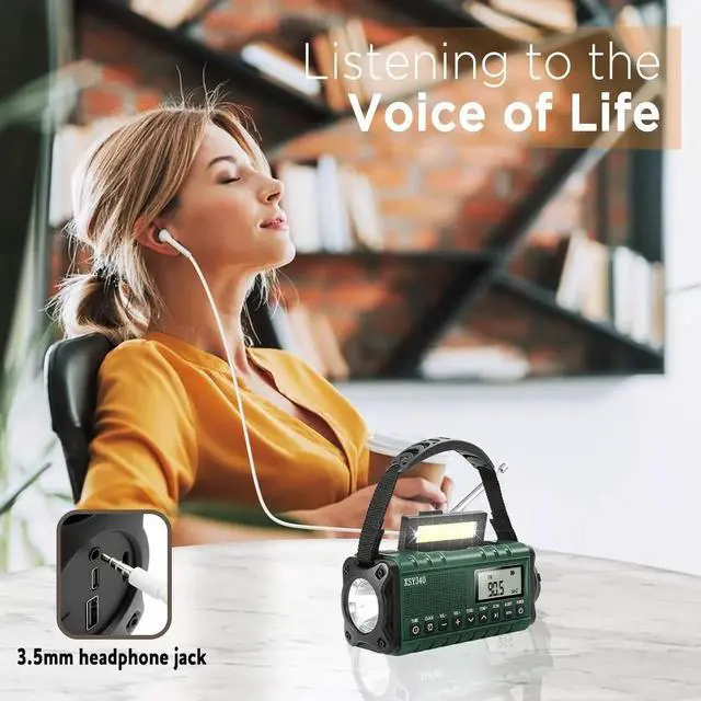 Alt view image 2 of 7 - Auto NOAA Alert Digital Weather Radio 10000 Solar Hand Crank AM FM Shortwave Portable Battery Operated Emergency Survival Radio with Camping Flashlight,Reading Lamp,USB Charger,SOS,Clock,LCD Display