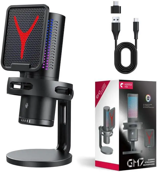 Alt view image 2 of 2 - USB Microphone, Condenser Gaming Mic for Mac/Windows/Desktop/Laptop, Plug & Play, Headphone Jack, LED Ring, Computer Microphone for Zoom, Podcasts, Streaming, Studio Recording