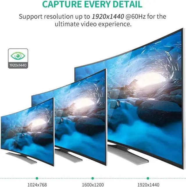 Alt view image 6 of 7 - UGREEN VGA Splitter 1 in 2 Out Monitor Y Cable One Male to Two Female VGA SVGA Port with 1M Cable Support 1080P 60Hz for Laptop PC to Monitor Projector Two Display Screen - NOT Support Extended Mode