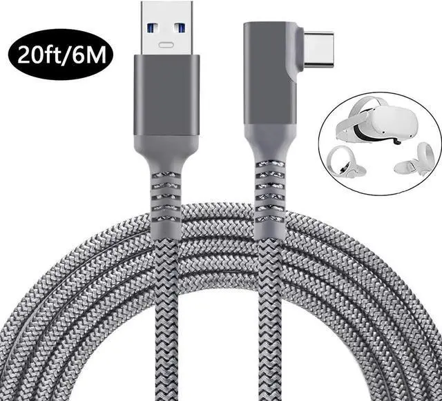 Main image of 20Feet 6M VR Link Cable Compatible for Oculus Quest 2, USB 3.0 to USB Type C High Speed Data Transfer and Fast Charging USB Type C 3.2 Gen1 Cable for Quest2 VR Headset and Gaming PC (20ft/6M)