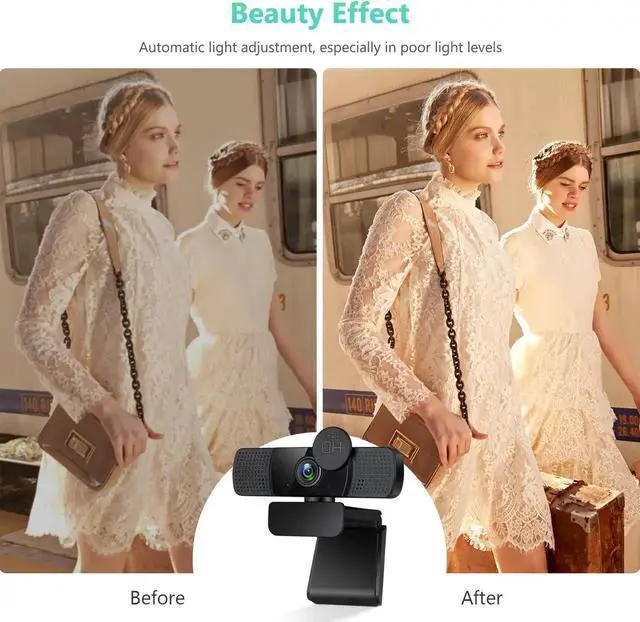 Alt view image 4 of 7 - Tw8 Webcam with Microphone, 1080P Full HD Computer Camera for PC with Cover, Expandable Tripod, USB Web Camera with Cover for Video Calls, Streaming, Skype, Zoom, Teleconference