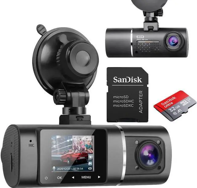 Main image of Dual Dash Cam Hardwire Kit Included FHD 1080p+1080p Front Inside Cabin Car Camera Driving Recorder with Infrared Night Vision WDR G-Sensor Loop Recording for Taxi Rideshare