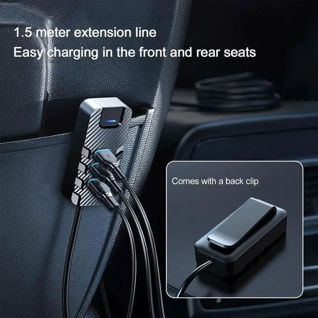 Alt view image 4 of 6 - 66W Multi-function Car Fast Charger with 6-Port Expansion and LED Atmosphere Light - Compact and Versatile for Phones, Tablets, and More