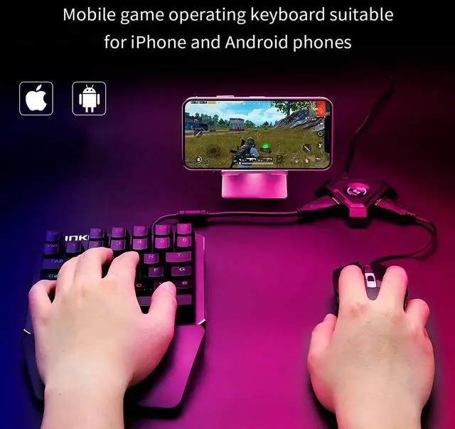 Alt view image 2 of 6 - One Handed Mechanical Gaming Keyboard , Mechanical Portable RGB LED Backlit Game Keyboard with Keypad for LOL/PUBG/Wow/Dota/OW/Fps Game, Blue Switches, 35 Keys