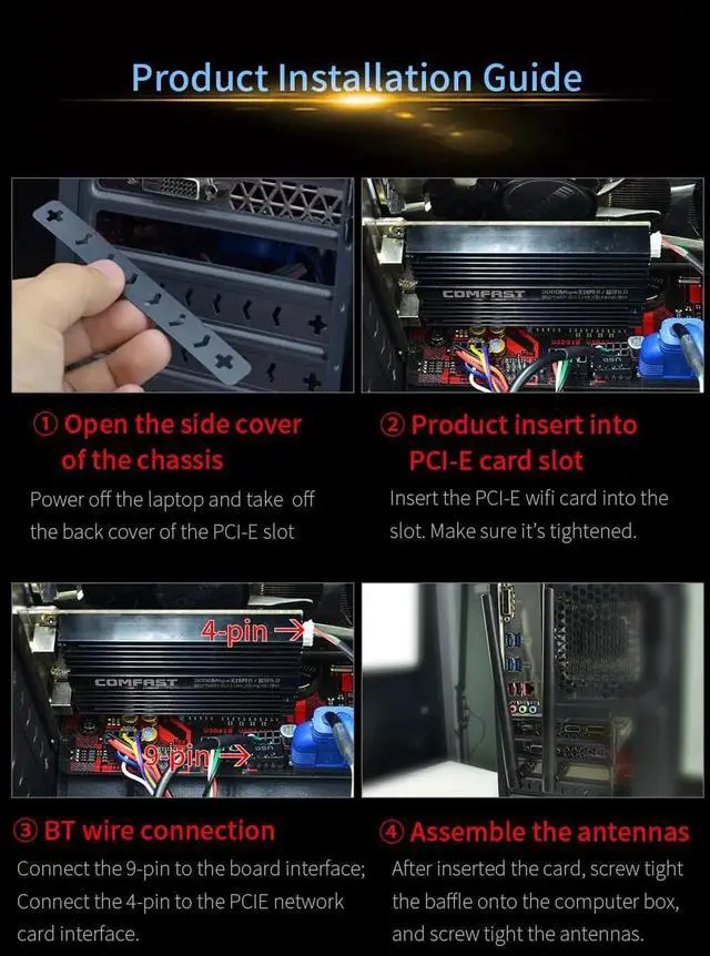 Alt view image 7 of 7 - PCIe WiFi 6 Card Bluetooth 5.1 AX 3000 Mbps AX200 Dual Band 5.GHz/2.4GHz PCI-E Wireless WiFi Network Adapter Card for Desktop Windows 10 64-bit