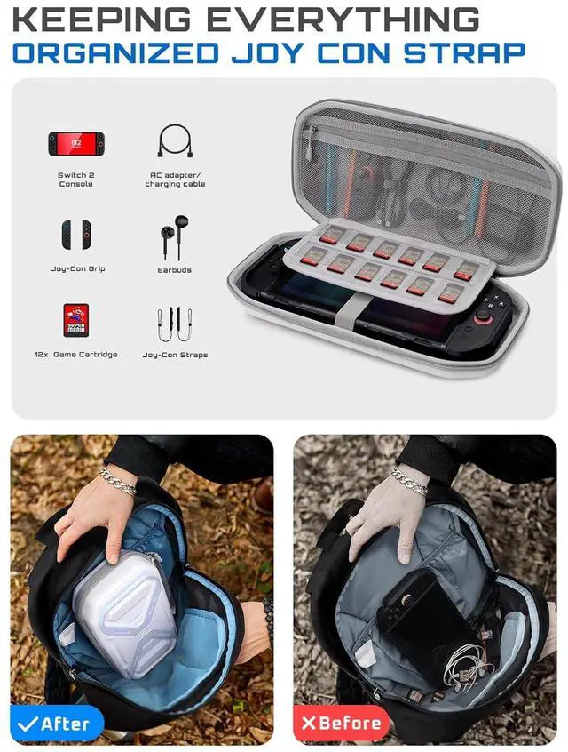 Alt view image 2 of 6 - SUPCASE for Nintendo Switch 2 Carrying Case 2025, [12 Game Card Storage] [Military-Grade Protection] Spacious Portable Hard Shell Travel Bag for Nintendo Switch 2 Console & Accessories, White
