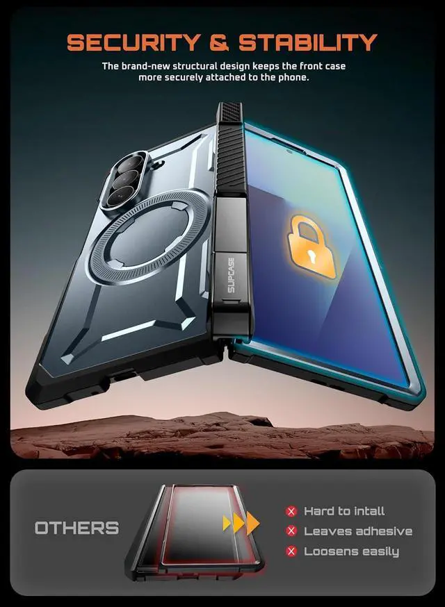 Alt view image 5 of 7 - SUPCASE for Samsung Galaxy Z Fold 7 Case with Kickstand (UB Grip), [Compatible with MagSafe] [Built-in Tempered Glass Screen Protector] [Hinge Coverage] Military-Grade Protection Phone Case, Tilt