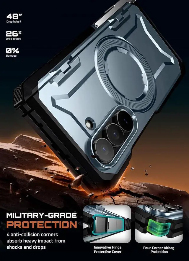 Alt view image 3 of 7 - SUPCASE for Samsung Galaxy Z Fold 7 Case with Kickstand (UB Grip), [Compatible with MagSafe] [Built-in Tempered Glass Screen Protector] [Hinge Coverage] Military-Grade Protection Phone Case, Tilt