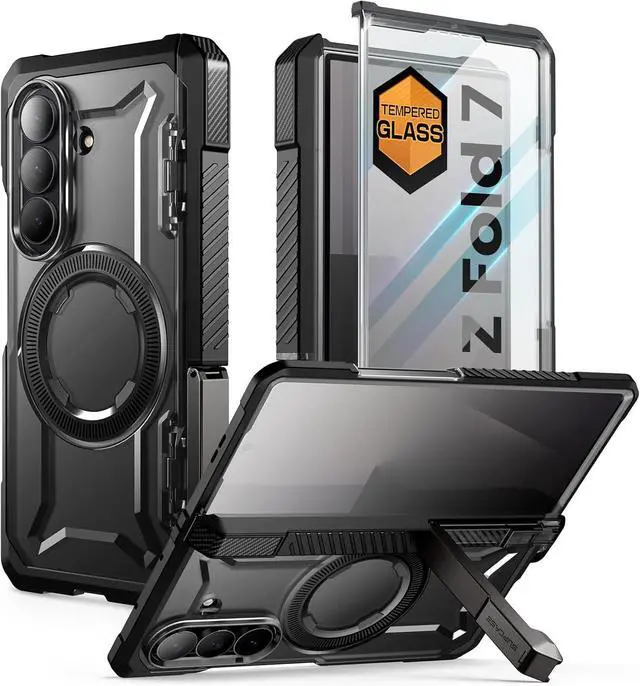 Main image of SUPCASE for Samsung Galaxy Z Fold 7 Case with Kickstand (UB Grip), [Compatible with MagSafe] [Built-in Tempered Glass Screen Protector] [Hinge Coverage] Military-Grade Protection Phone Case, Black
