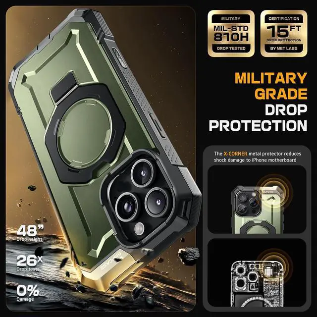 Alt view image 4 of 7 - SUPCASE for iPhone 16 Pro Max Case with Camera Control Capture Button (Unicorn Beetle Grip), [Built-in Stand] [Compatible with MagSafe] Heavy Duty Magnetic Phone Case for iPhone 16 Pro Max,Guldan