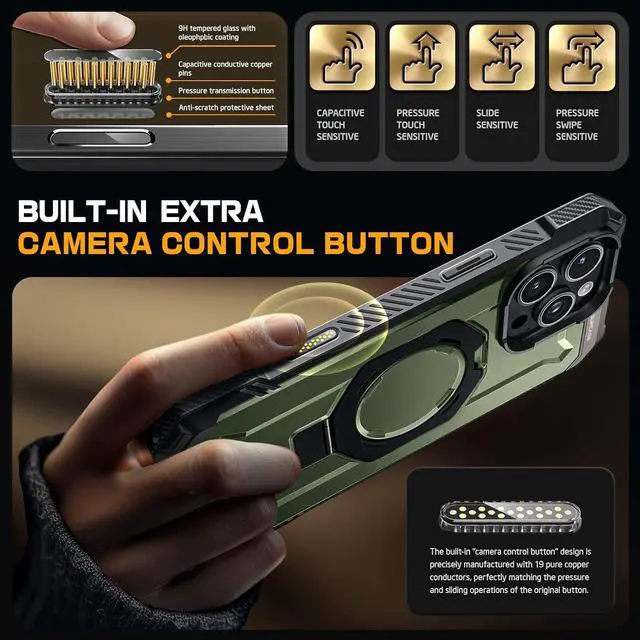 Alt view image 3 of 7 - SUPCASE for iPhone 16 Pro Max Case with Camera Control Capture Button (Unicorn Beetle Grip), [Built-in Stand] [Compatible with MagSafe] Heavy Duty Magnetic Phone Case for iPhone 16 Pro Max,Guldan