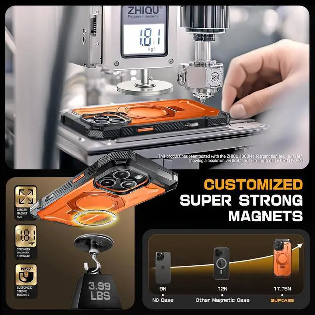 Alt view image 6 of 7 - SUPCASE for iPhone 16 Pro Max Case with Camera Control Capture Button (Unicorn Beetle Grip), [Built-in Stand] [Compatible with MagSafe] Heavy Duty Magnetic Phone Case for iPhone 16 Pro Max, Magma