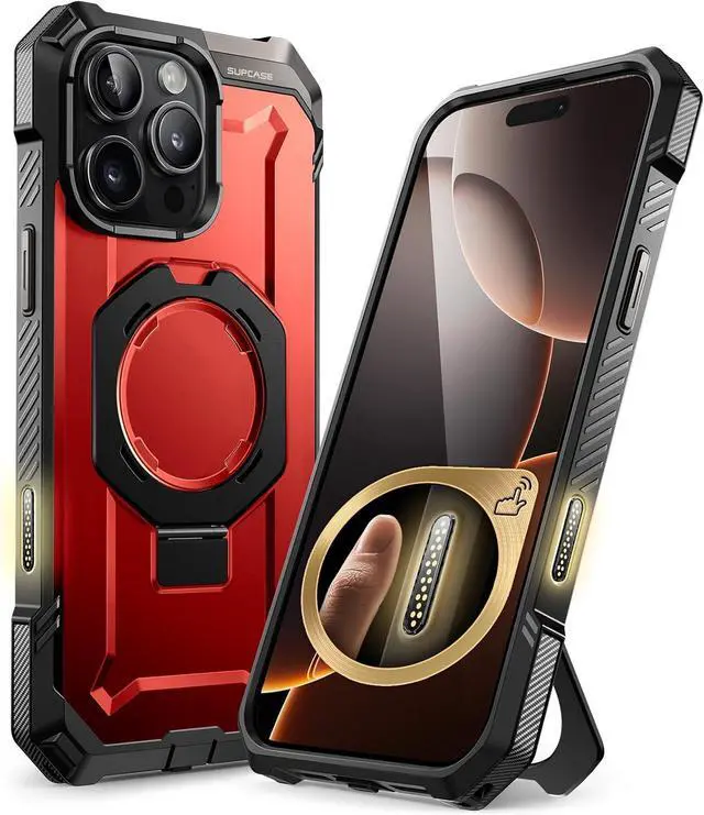 Main image of SUPCASE for iPhone 16 Pro Max Case with Camera Control Capture Button (Unicorn Beetle Grip), [Built-in Stand] [Compatible with MagSafe] Heavy Duty Magnetic Phone Case for iPhone 16 Pro Max,Ruddy