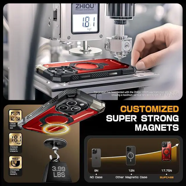 Alt view image 6 of 7 - SUPCASE for iPhone 16 Pro Max Case with Camera Control Capture Button (Unicorn Beetle Grip), [Built-in Stand] [Compatible with MagSafe] Heavy Duty Magnetic Phone Case for iPhone 16 Pro Max,Ruddy