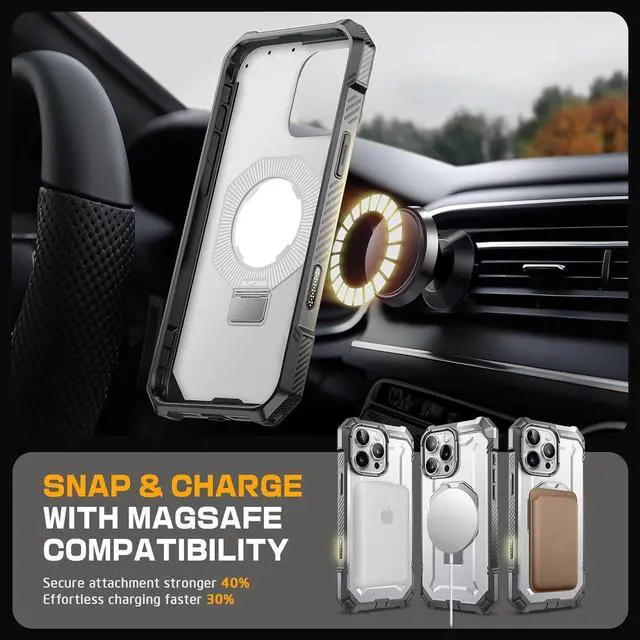 Alt view image 7 of 7 - SUPCASE for iPhone 16 Pro Max Case with Camera Control Capture Button (Unicorn Beetle Grip), [Built-in Stand] [Compatible with MagSafe] Heavy Duty Magnetic Phone Case for iPhone 16 Pro Max, White