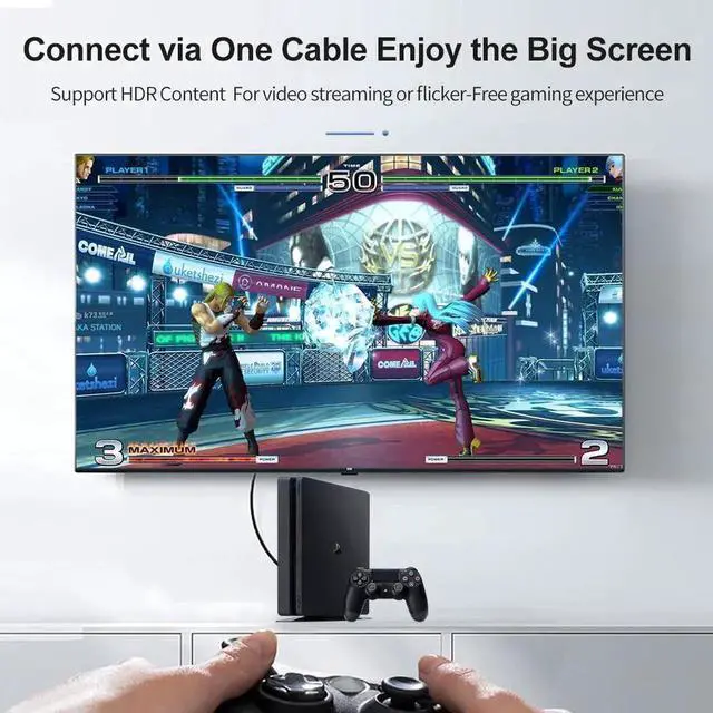 Alt view image 5 of 7 - GOLDENDISK 8K Fiber HDMI Cable 30ft, Slim Flexible HDMI 2.1 Fiber Optic Cable Supports 48Gbps 8K@60Hz 4K@120Hz Dynamic HDR/eARC/HDCP 2.2/3D, High Speed HDMI Fiber Optic Cable for Projector/HDTV/