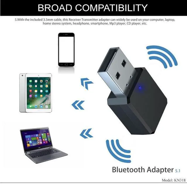 Alt view image 6 of 7 - GOLDENDISK Bluetooth 5.1 Audio Receiver with Dual USB/AUX Output, Hi-Fi Stereo & Built-in Mic for PC, Car Stereo